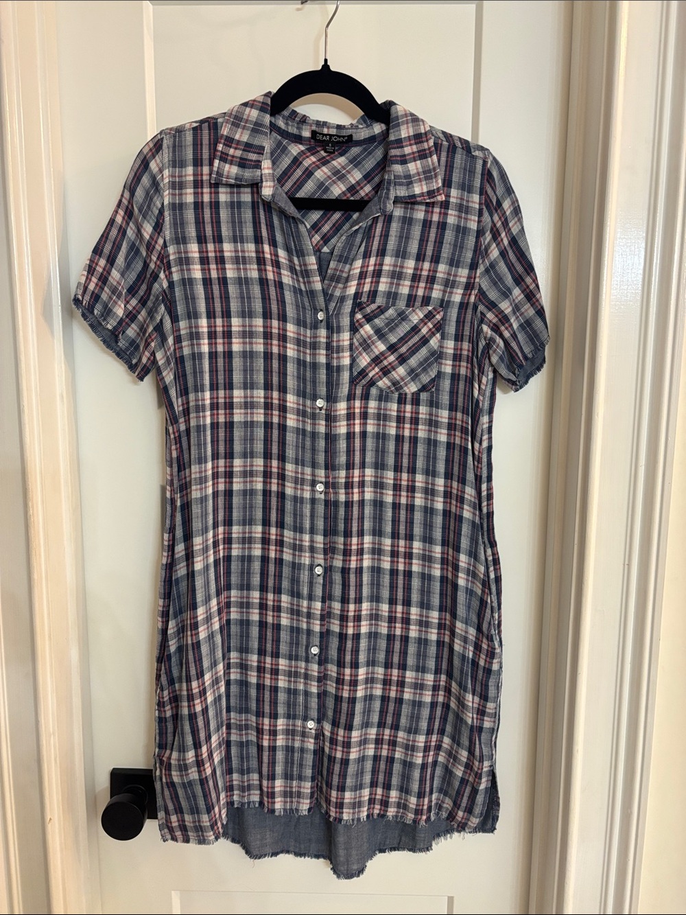 Dear John Navy, White & Red Plaid Shirtdress